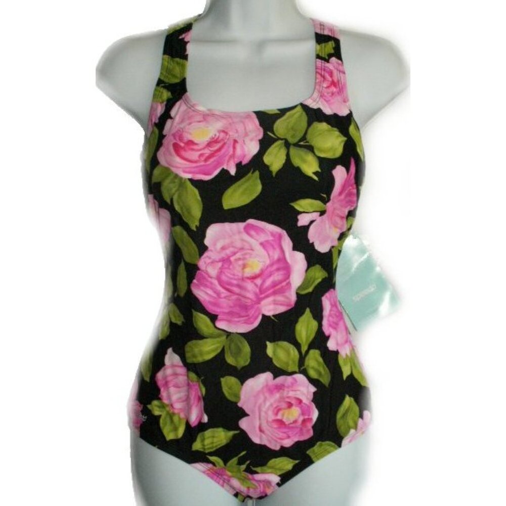 SPEEDO Pink Floral 1 Piece Swimsuit - Sz 8 - NEW